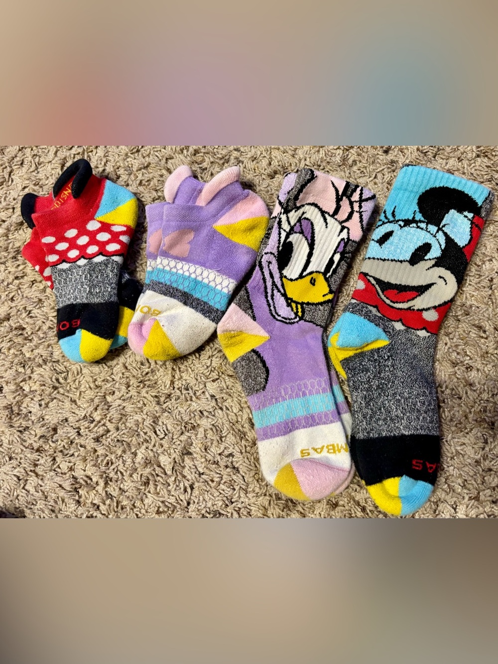 Bombas Youth Disney Daisy Duck Minnie Mouse 2 Crew - 2 Ankle